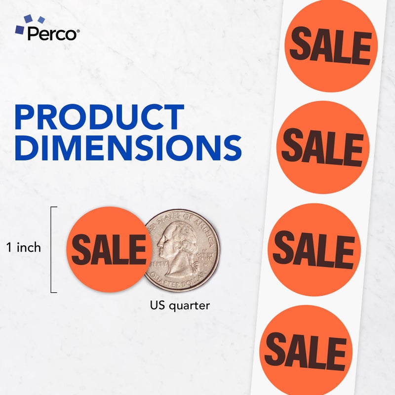 Perco 1-Inch Fluorescent Red Promotional Sale Circle Sticker Labels - 1,000 Labels Per Roll - Ideal for Retail, Flea Markets, Sales Events, Discount Marking, Clearance & More - Made in USA - Image 2